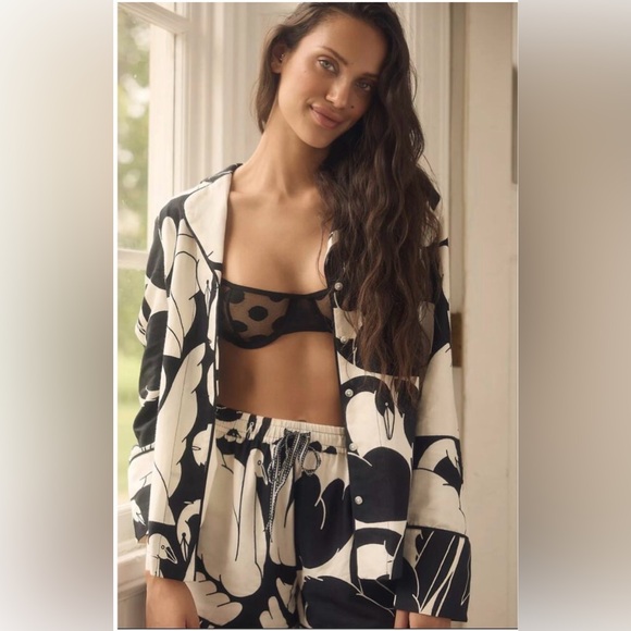 Cecilia Pettersson for Anthropologie Flannel Button-Down Pajama Top Size Small - Picture 2 of 13